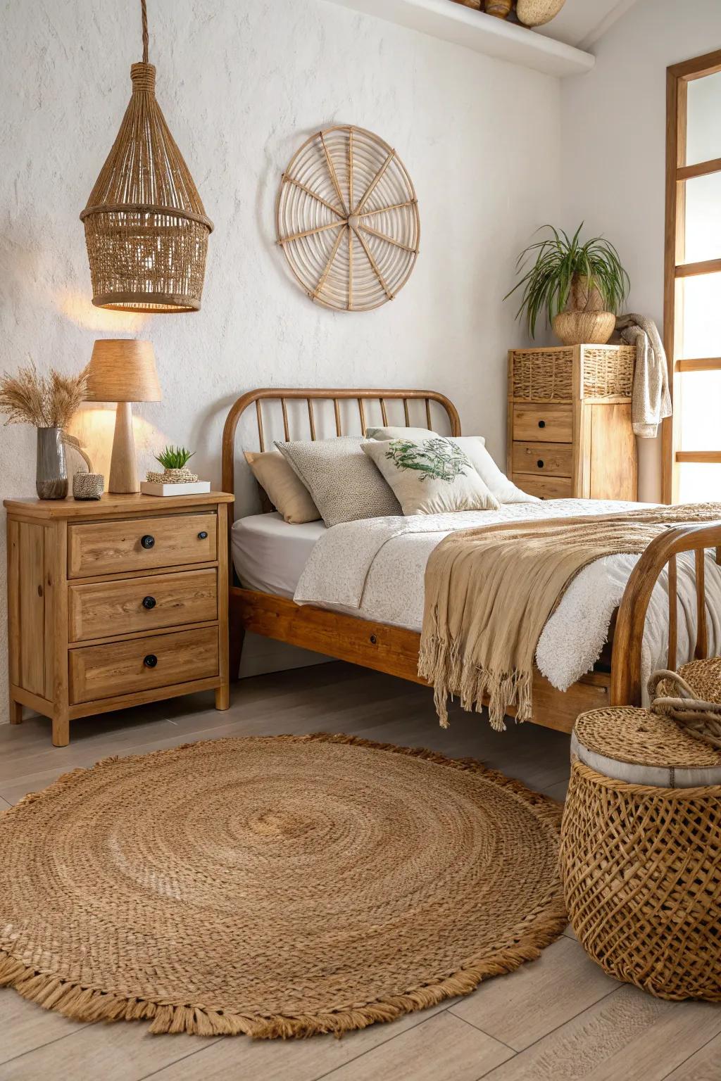 Natural materials are essential for creating a genuine safari feel.