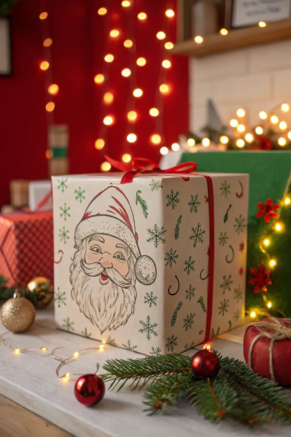 A Santa’s face container conveys customized joy to gift-giving.