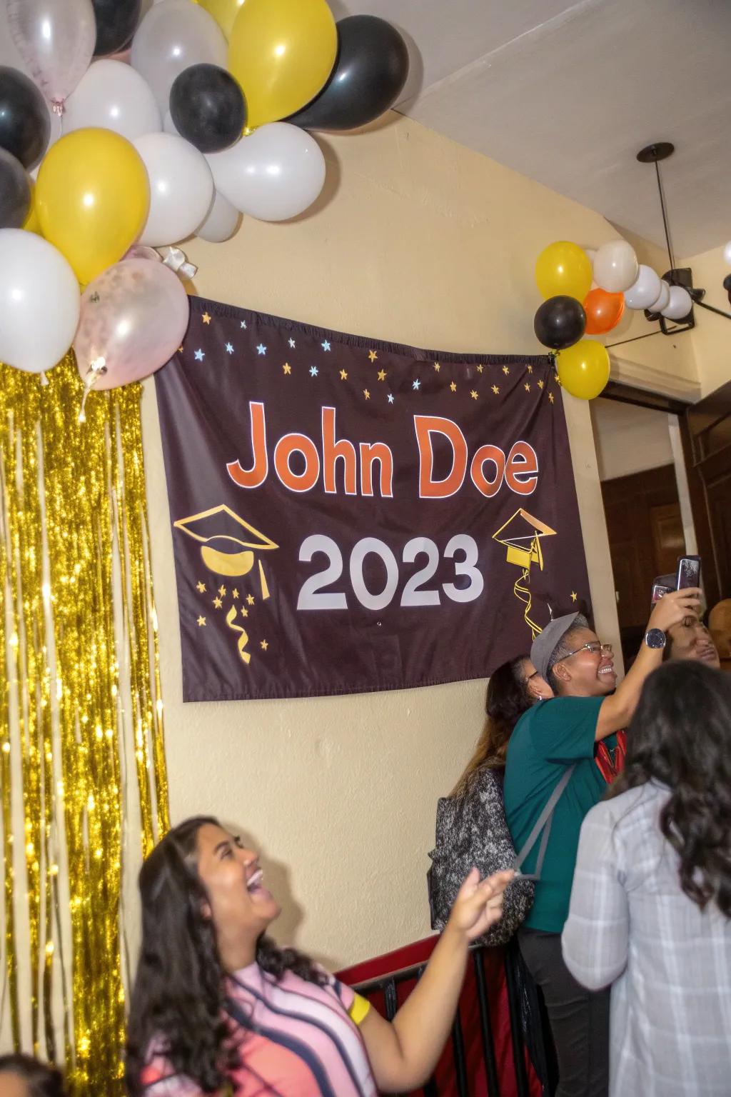 A bespoke banner imparts a special touch to your festivity.