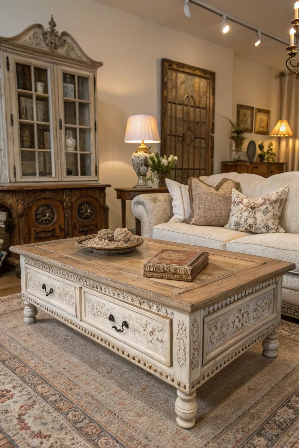 An exquisite vintage piece that imbues the space with character and grace.