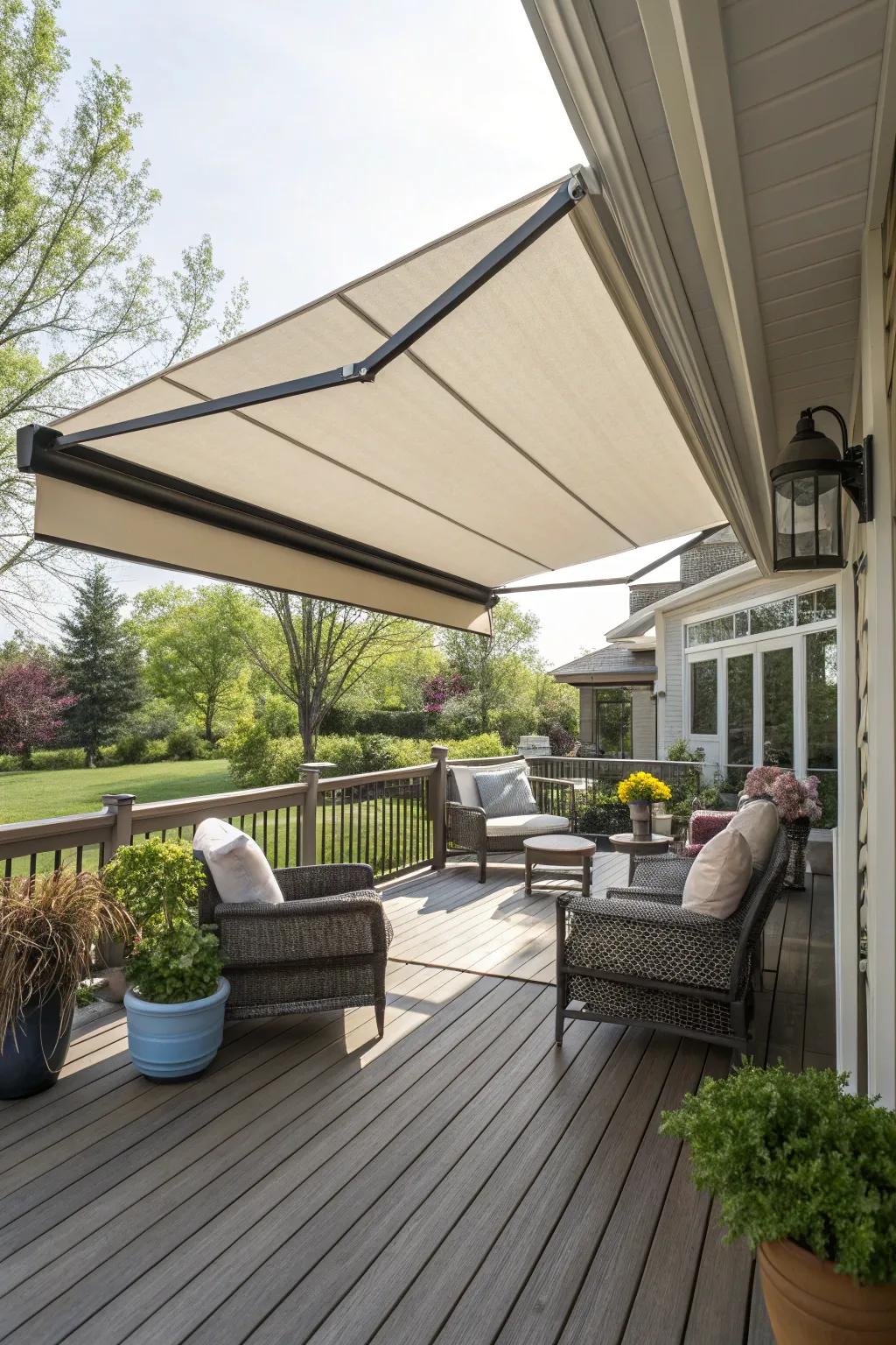 Adjustable canopies perfectly blend sun and shade.