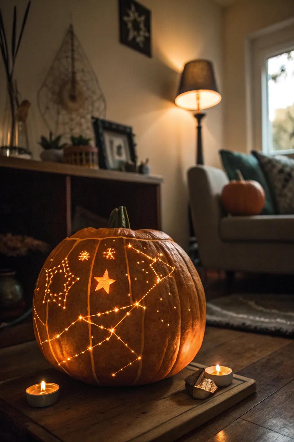 A celestial-themed pumpkin that brings the stars directly to your home.