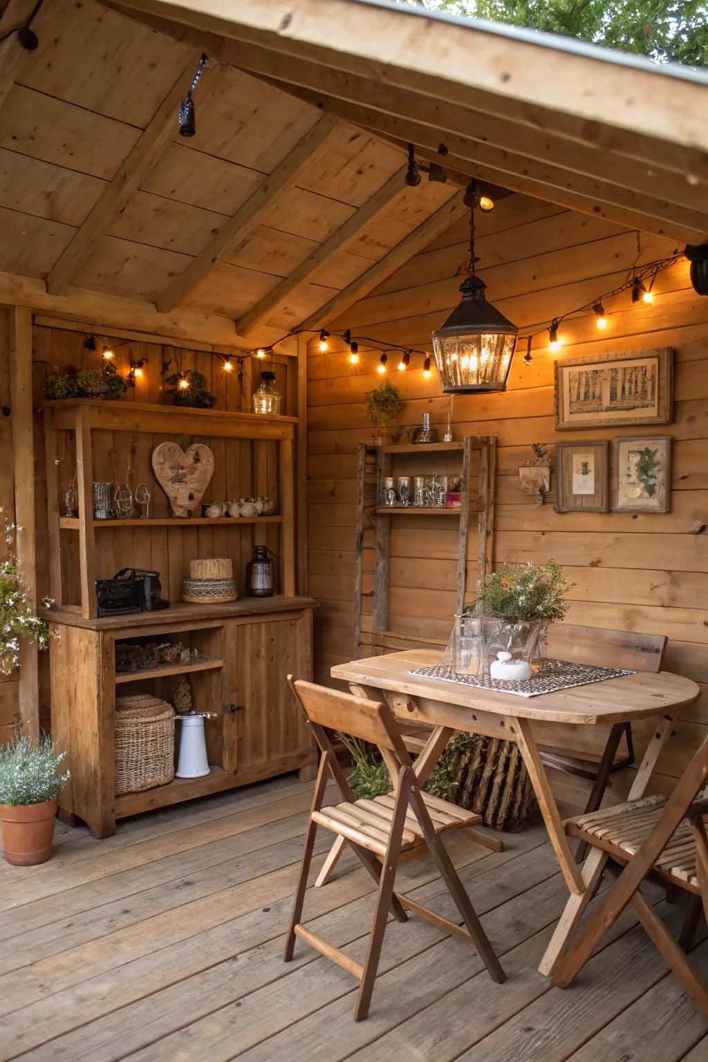 Natural timber elements introduce a warm, rustic feel.