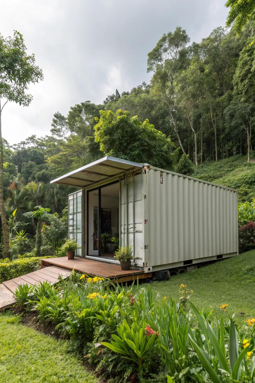 Refined sloped roofs for modern container homes.