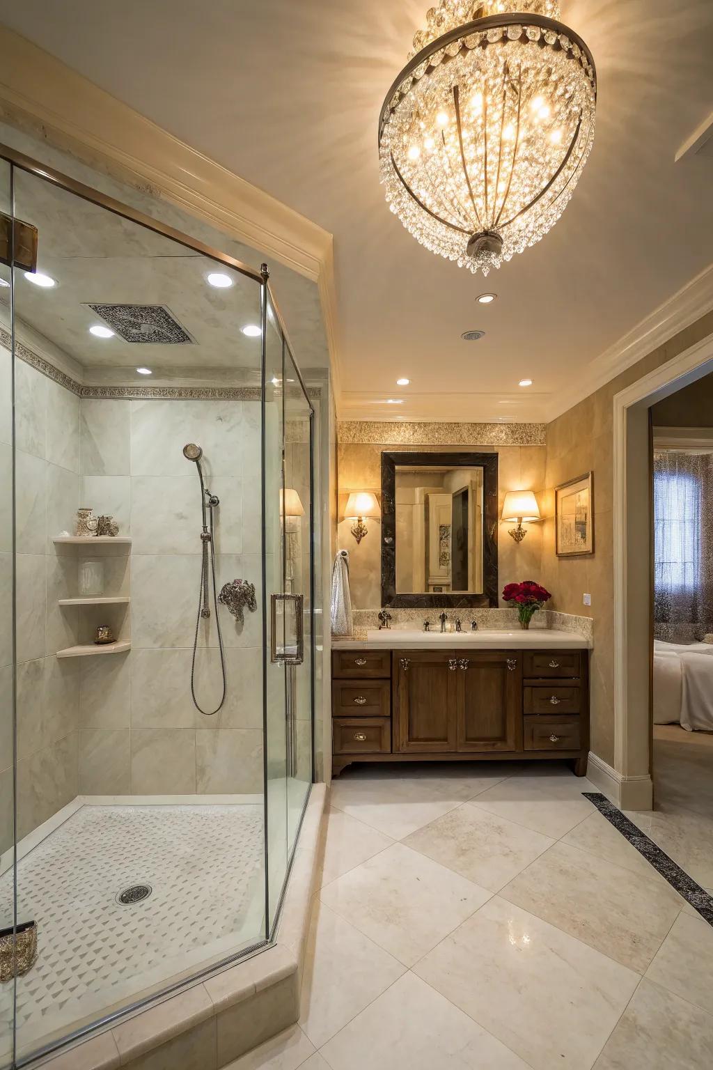 A sparkling light adds a hint of luxury to your shower.