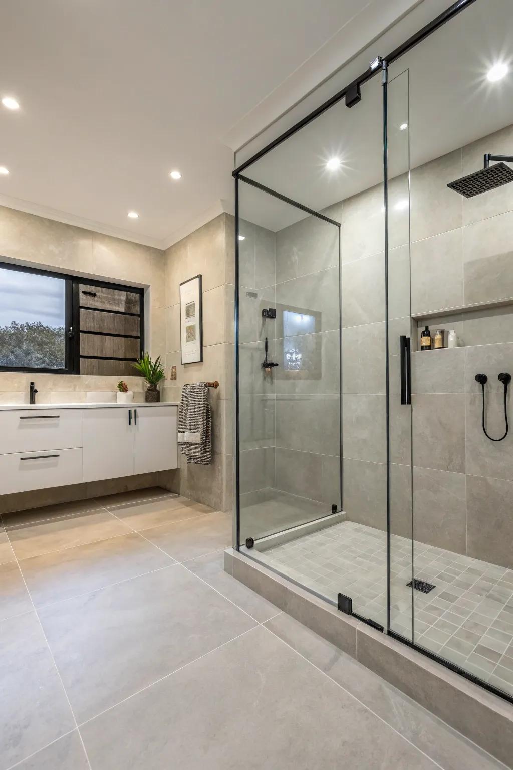 Get a sleek, modern look with big shower coverings.