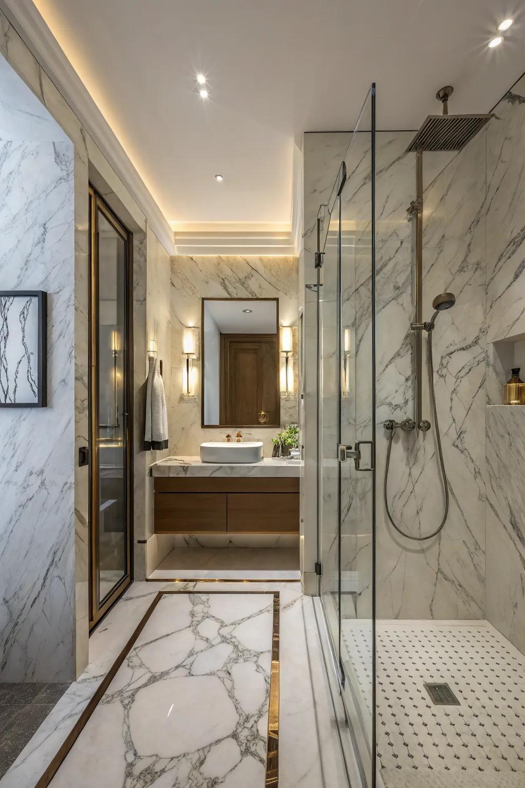 Marble walls bring enduring elegance to your shower.