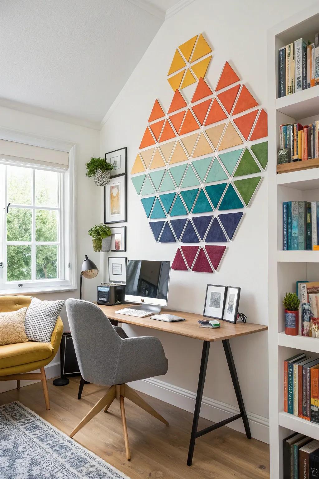 Geometric elements fashion a visually arresting fractal design in this home office.