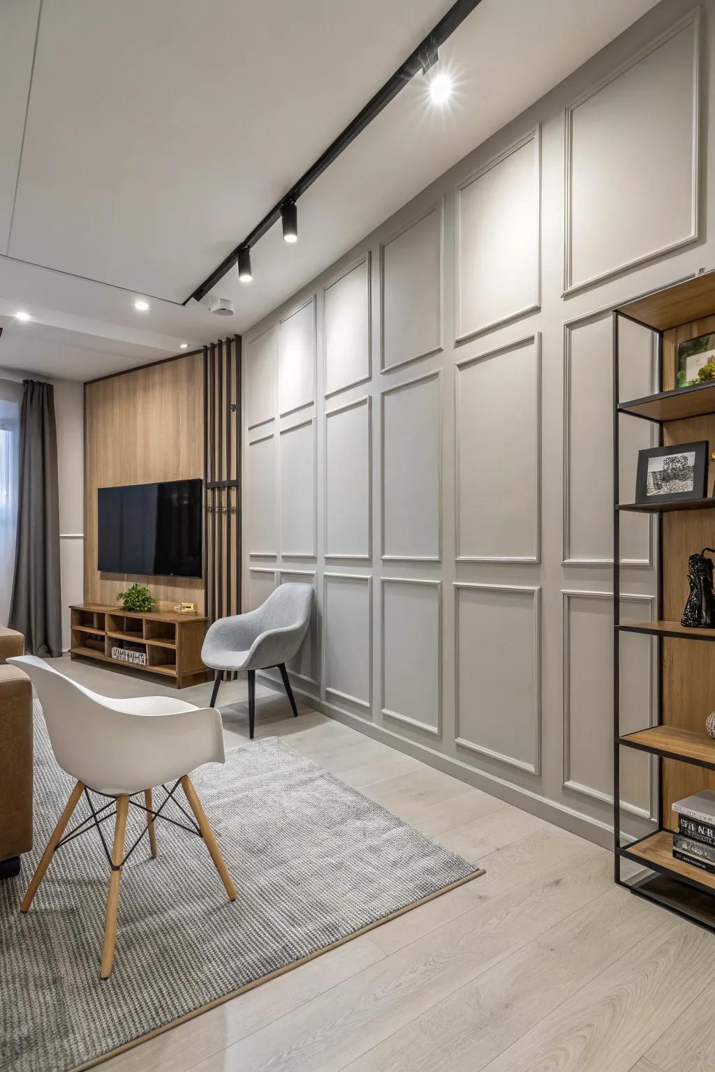 Unified baseboards deliver a fluid, modern sensation.