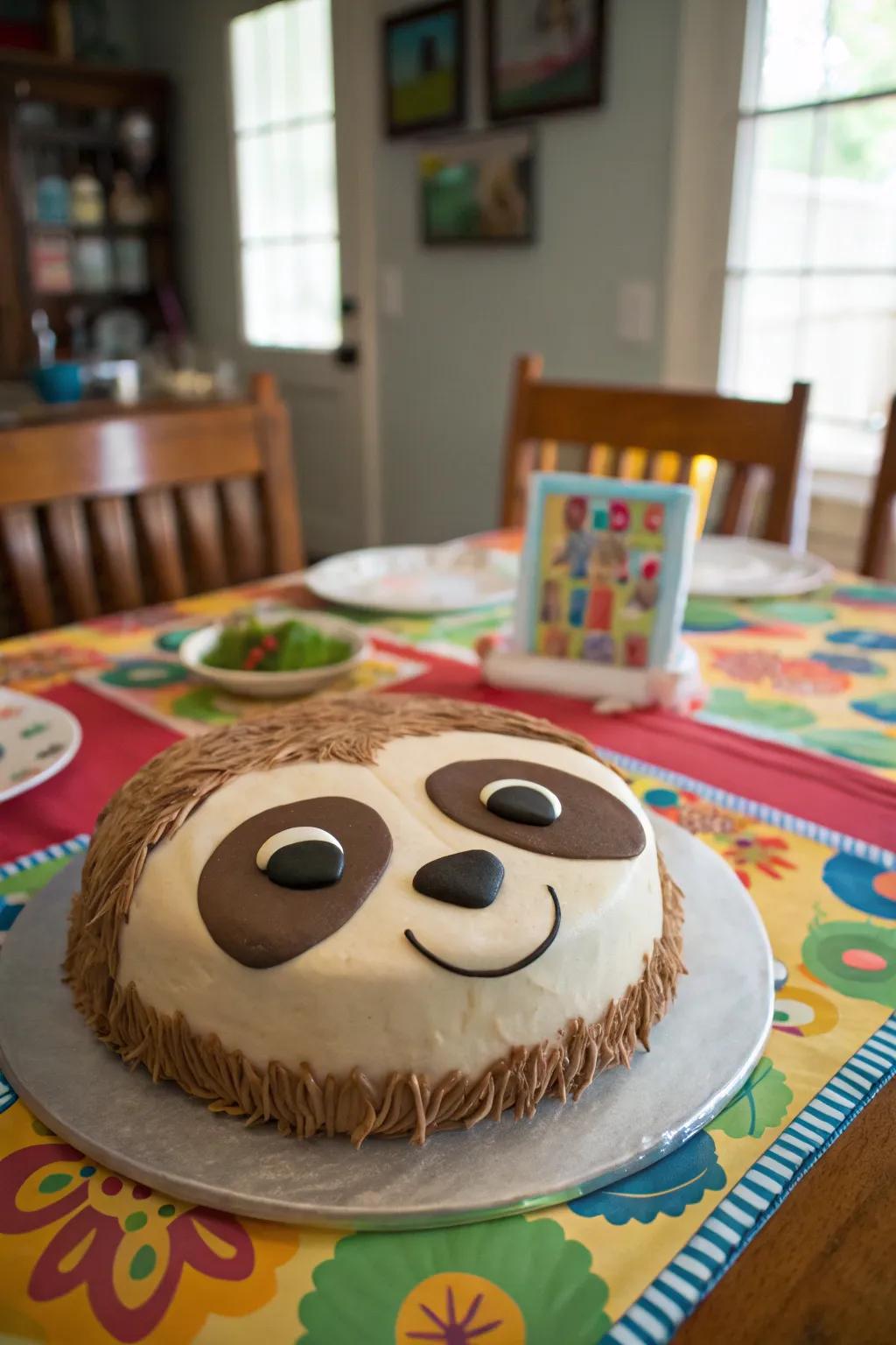A sloth face dessert is friendly and fun.