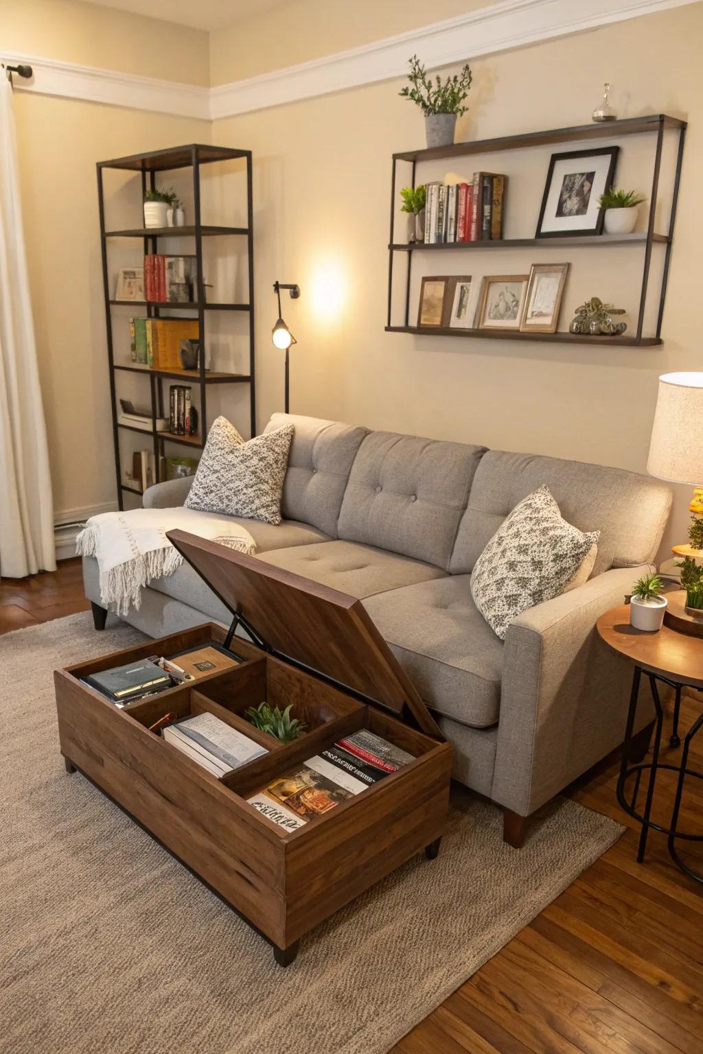 Multi-functional furniture maximizes the effectiveness of limited areas.