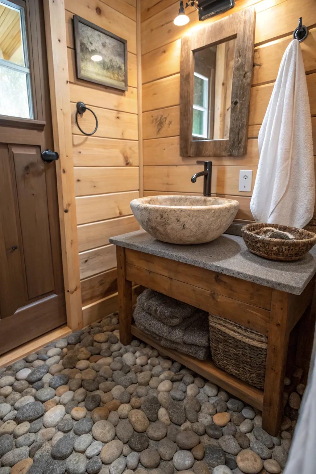 All-natural stone features infuse refinement and strength into the area.