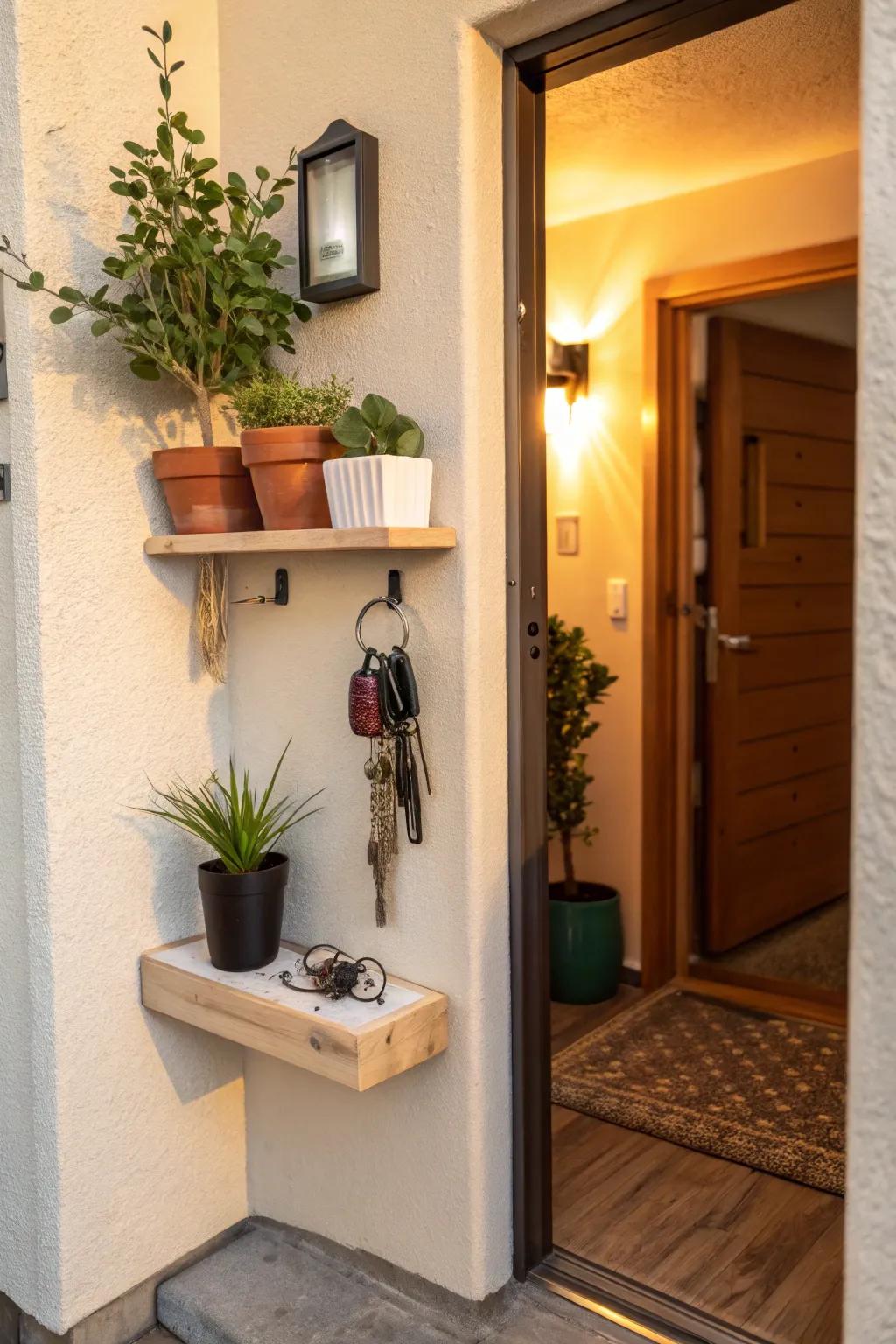 A minimalist floating shelf for a simple and stylish setup.