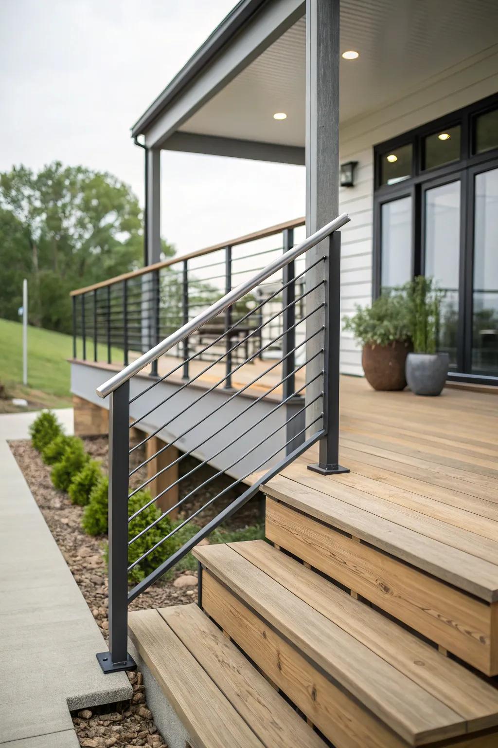 Sleek handrails inject panache into a diminutive front deck.