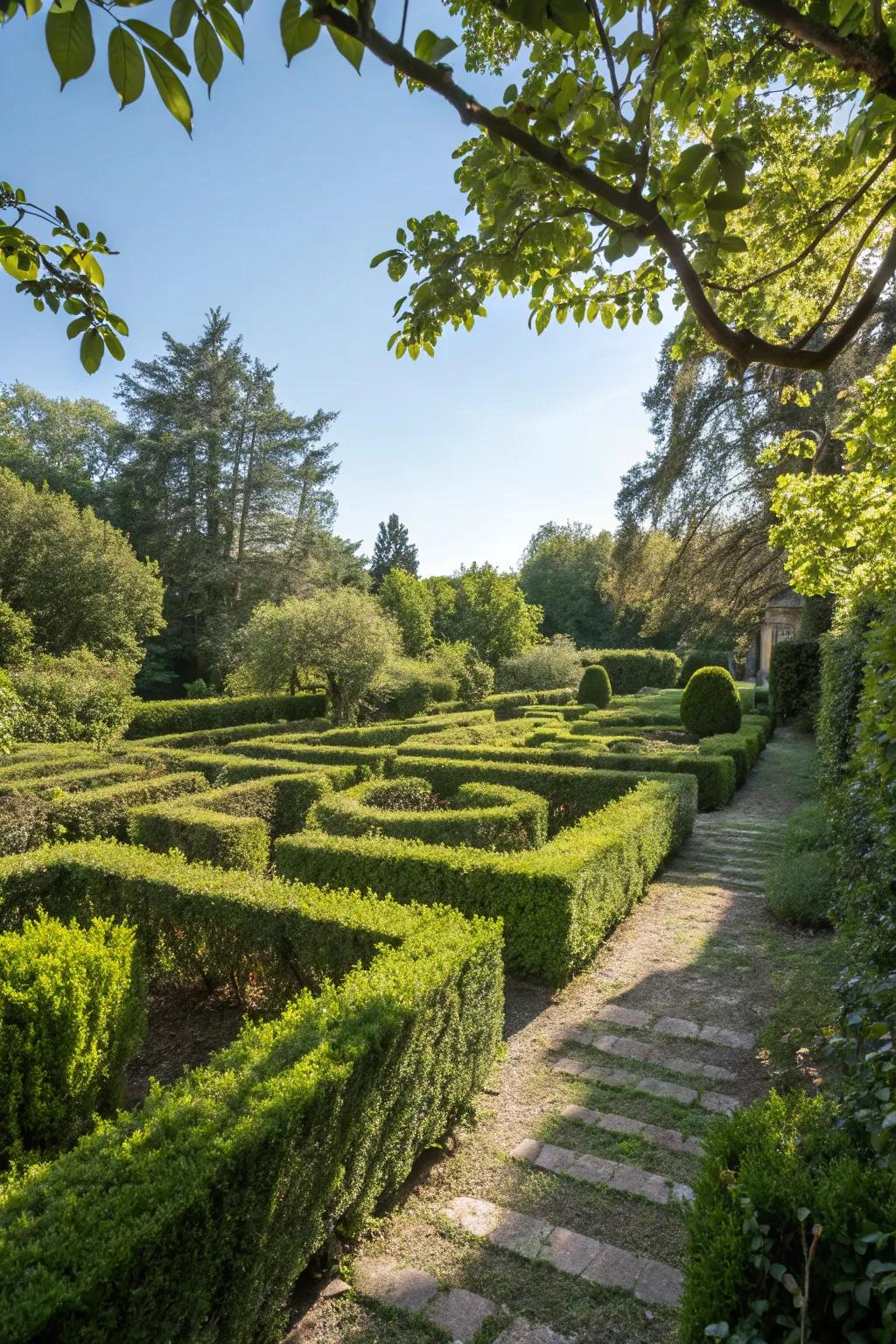A traditional shrub maze providing a charming and playful garden adventure.