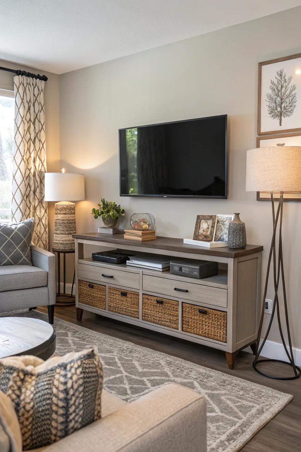 A TV on the wall saves space and makes your room look modern.