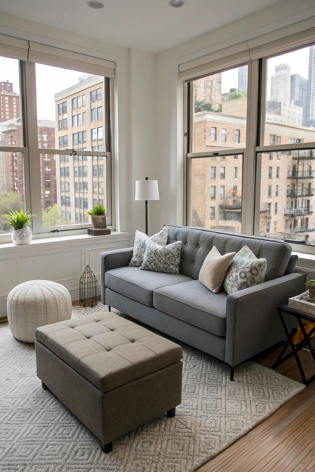 Multipurpose pieces are essential for small homes.