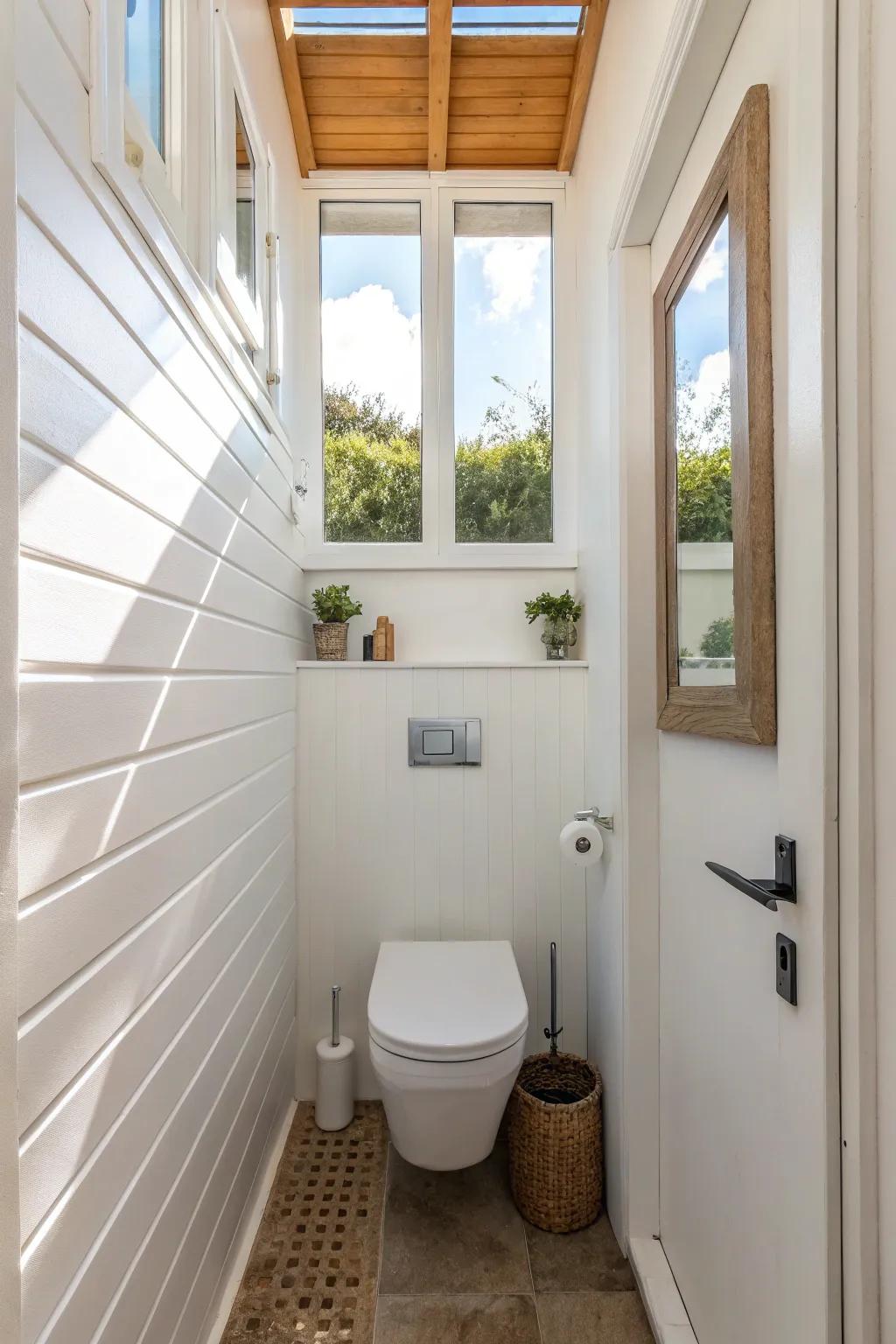 Wall-mounted toilets give off a stylish and spacious vibe.