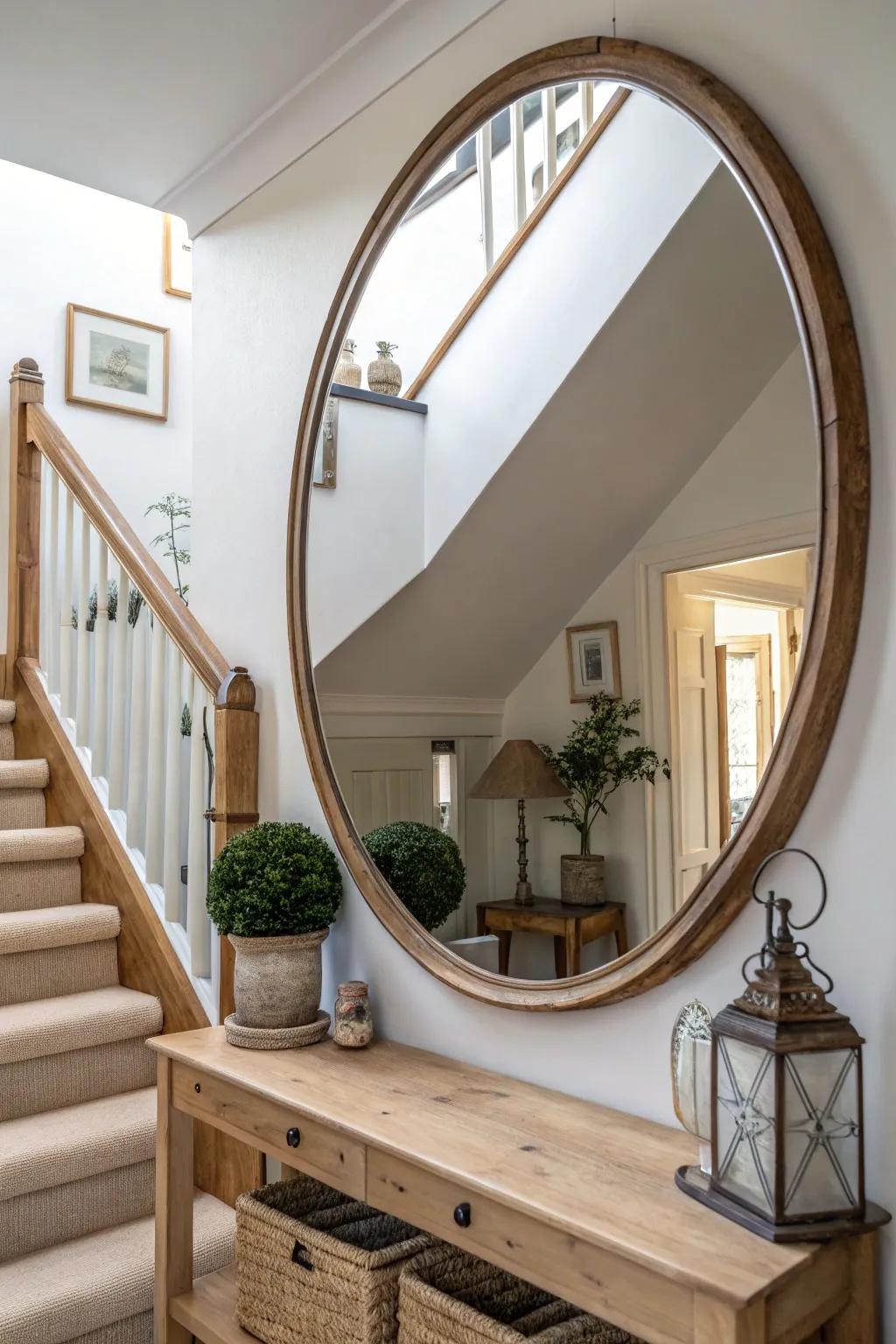 Mirrors reflect light and give the illusion of more space.