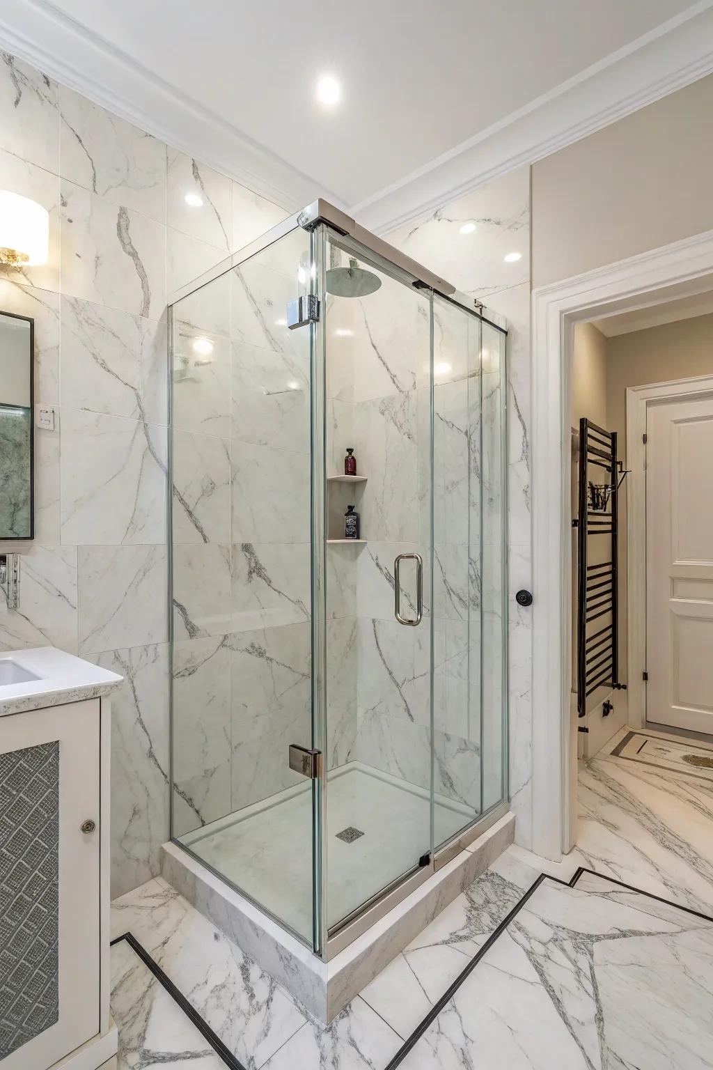 Glass shower enclosures offer openness and style.