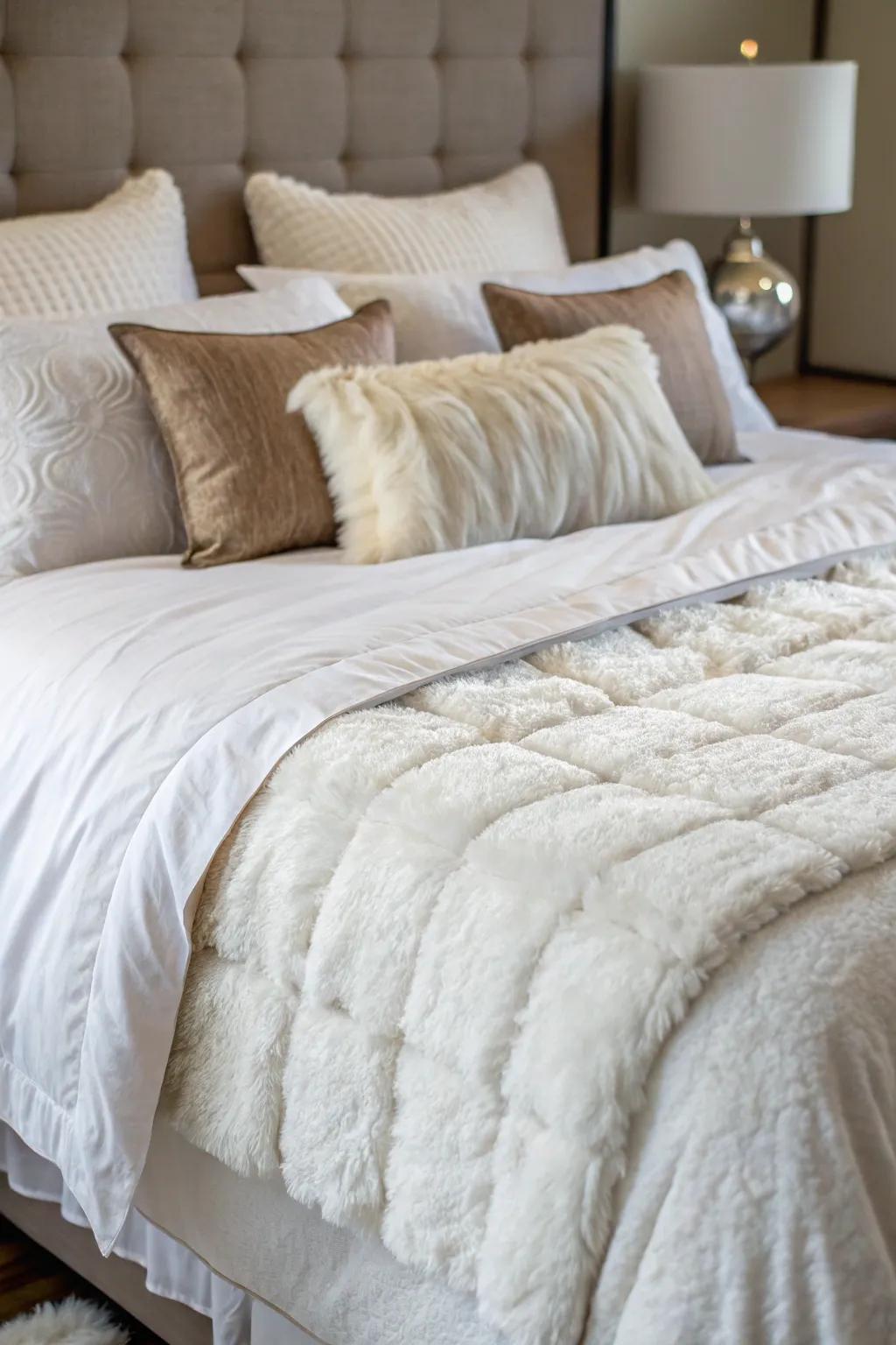 Deluxe bedding beckons you to unwind and relax in comfort.