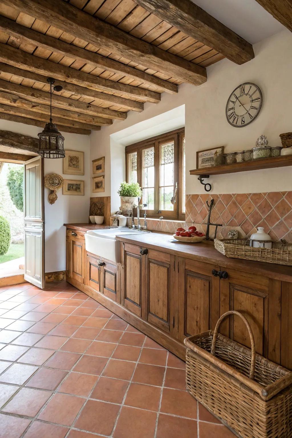 Clay pavers introduce timeless warmth to any kitchen.