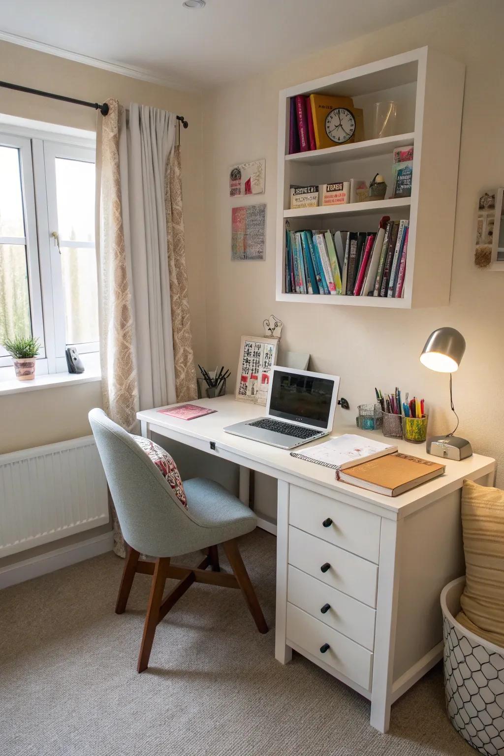 Enhance functionality with a space-maximizing corner workstation.