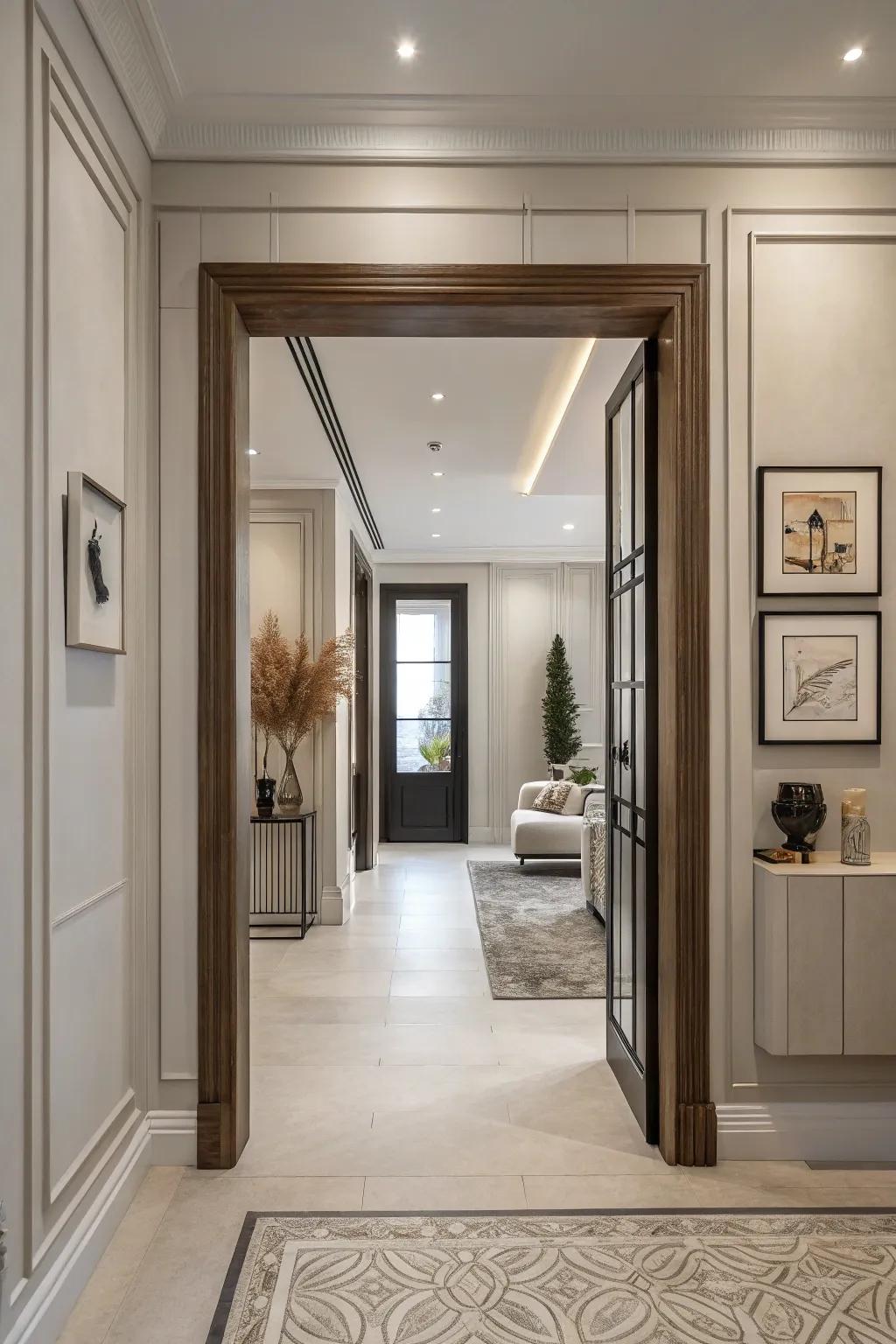 Contemporary minimalist square edging crafts a pristine, spacious ambiance.