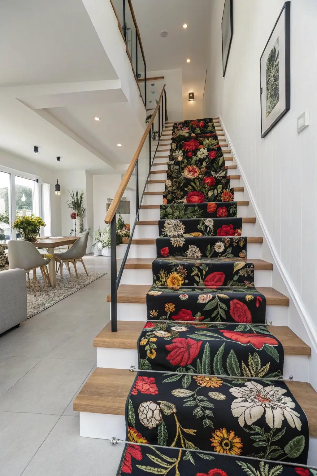 Make a statement with a bold patterned stair runner.