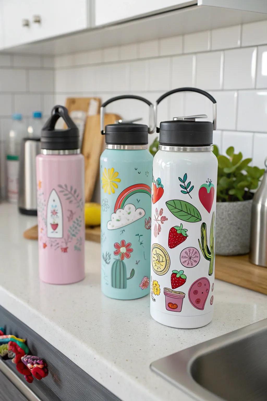 Elevate your water bottles with imaginative sticker designs that truly stand out.