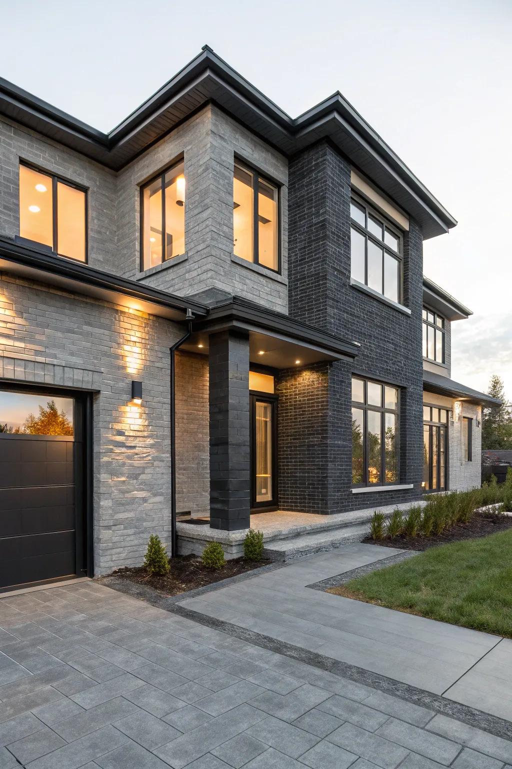 Make a statement by using charcoal brick and bluestone.