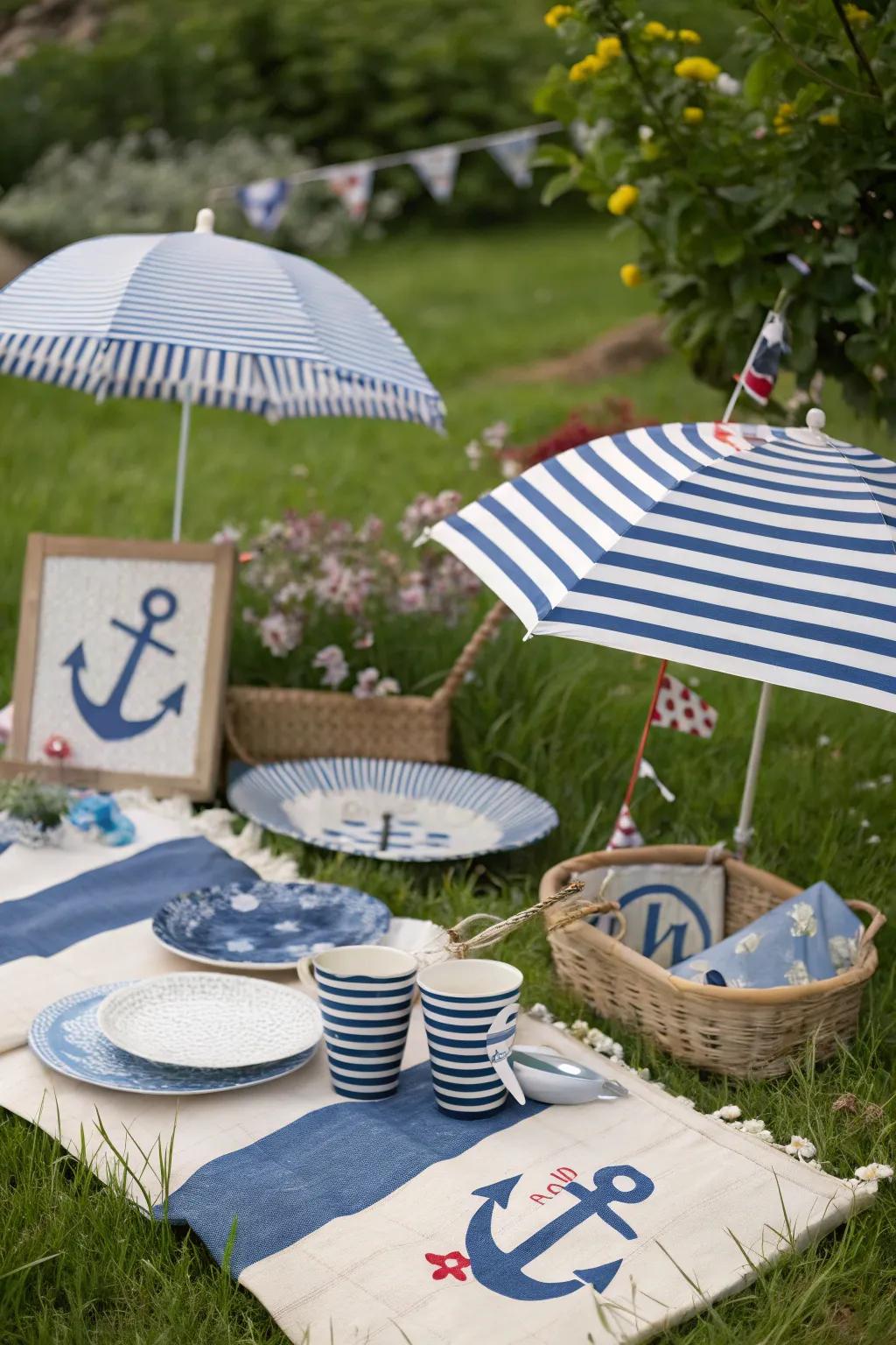 A sea-inspired picnic transporting the ocean to the park