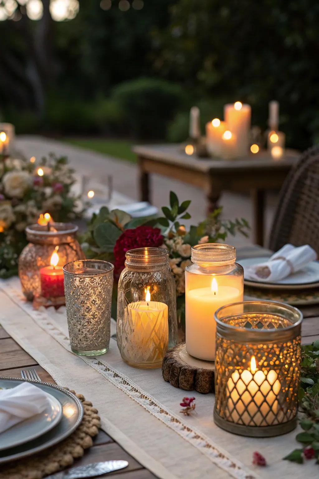 Candles add warmth and elegance to any tablescape.