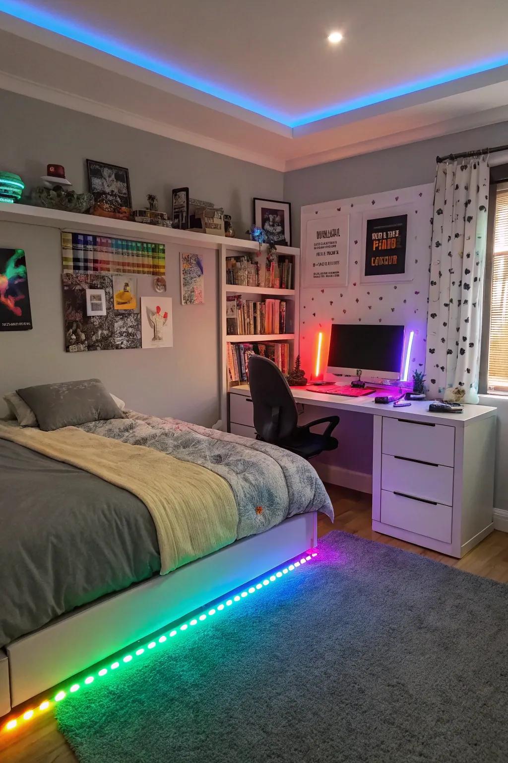 LED strips deliver a customizable and contemporary accent.