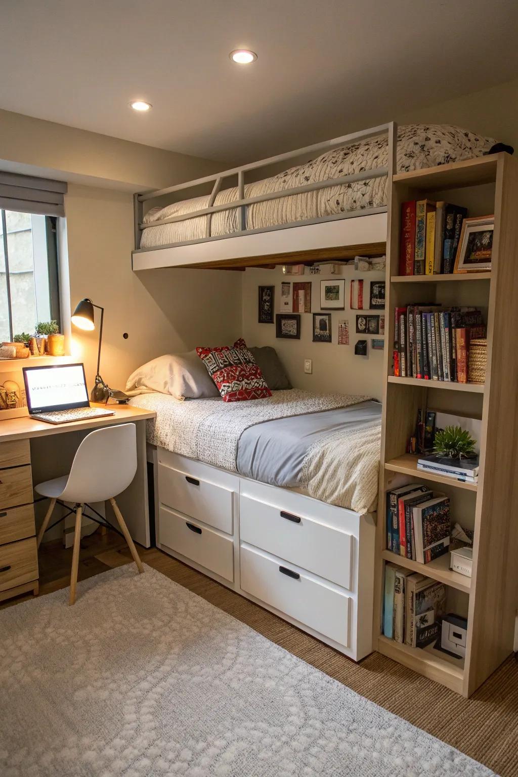 Clever storage options with furniture that serves several purposes.