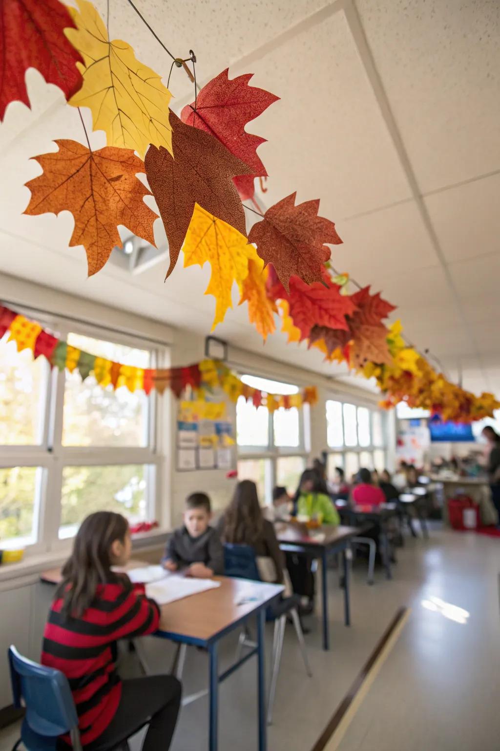 An autumnal leafy chain brings a burst of color to the learning space.