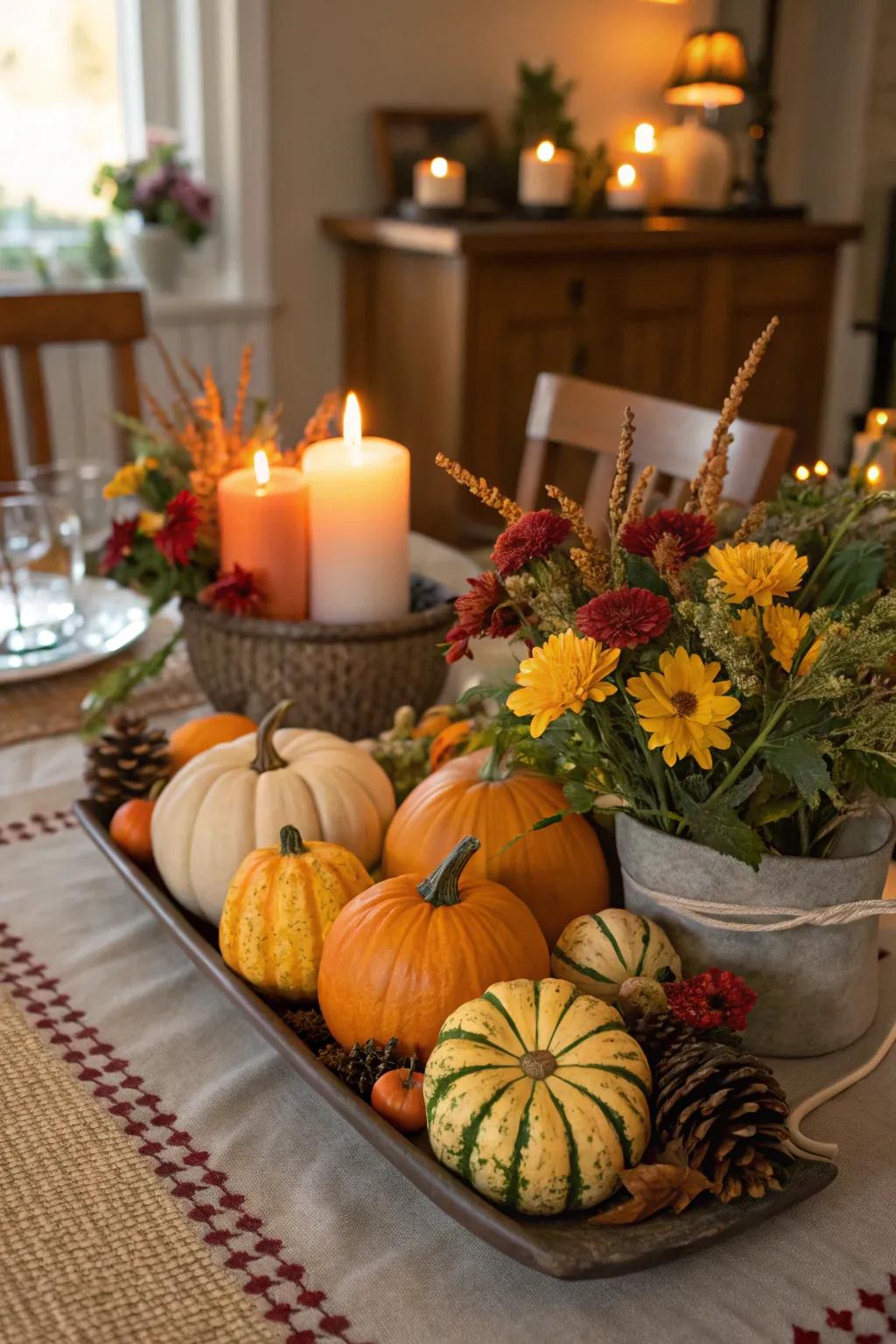 Welcome nature to your table with a wonderfully constructed centerpiece.