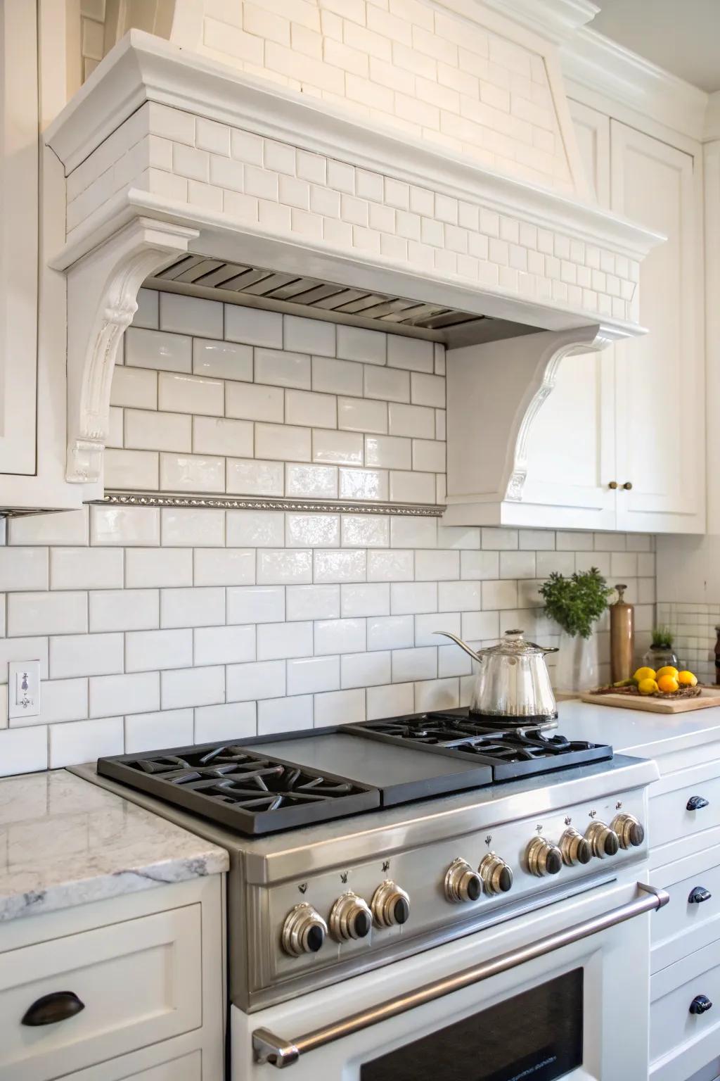 Subway tiles provide a classic feel with their simple lines and soft hues.