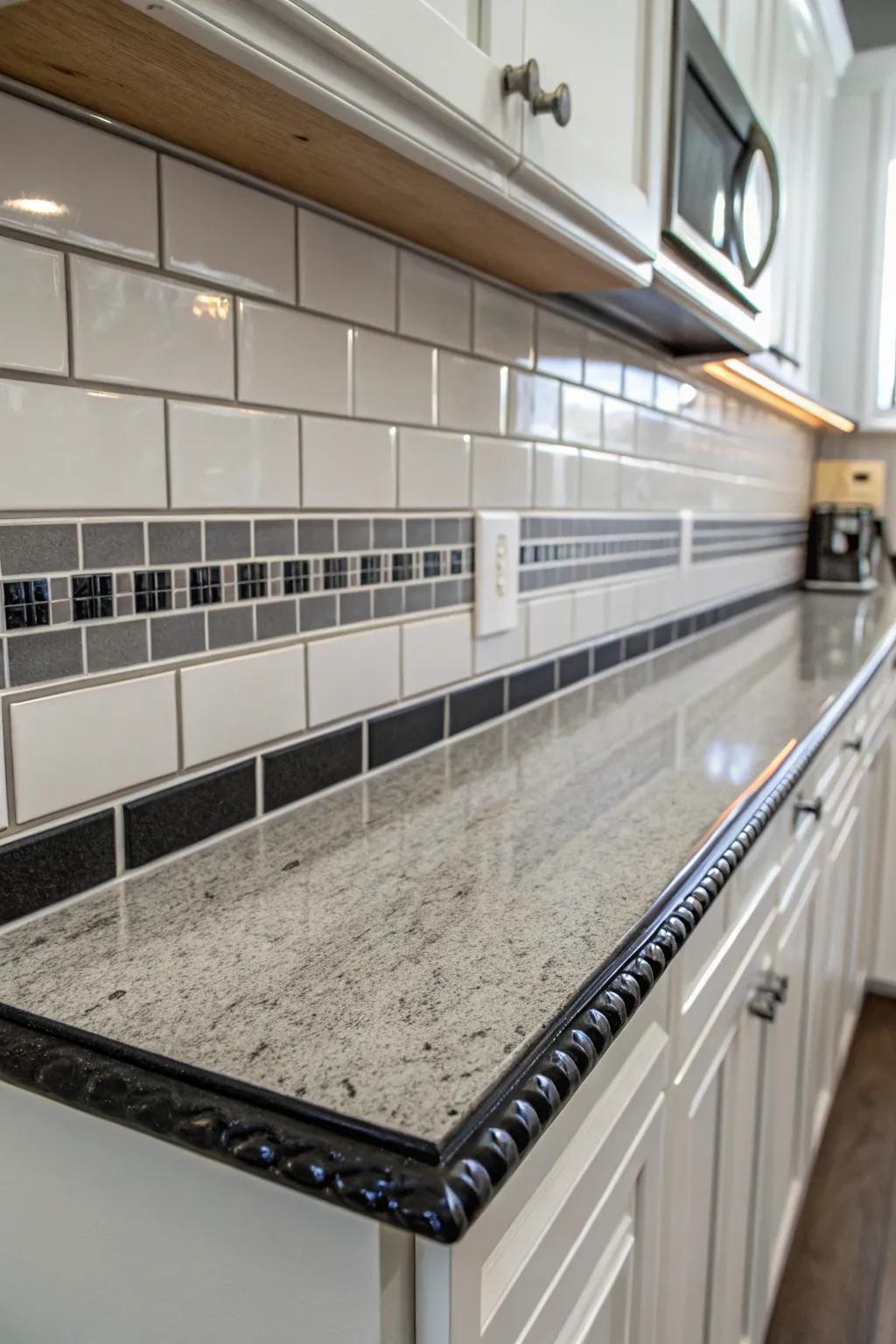 Fine line trim enriches your tile work with a hint of sophistication.