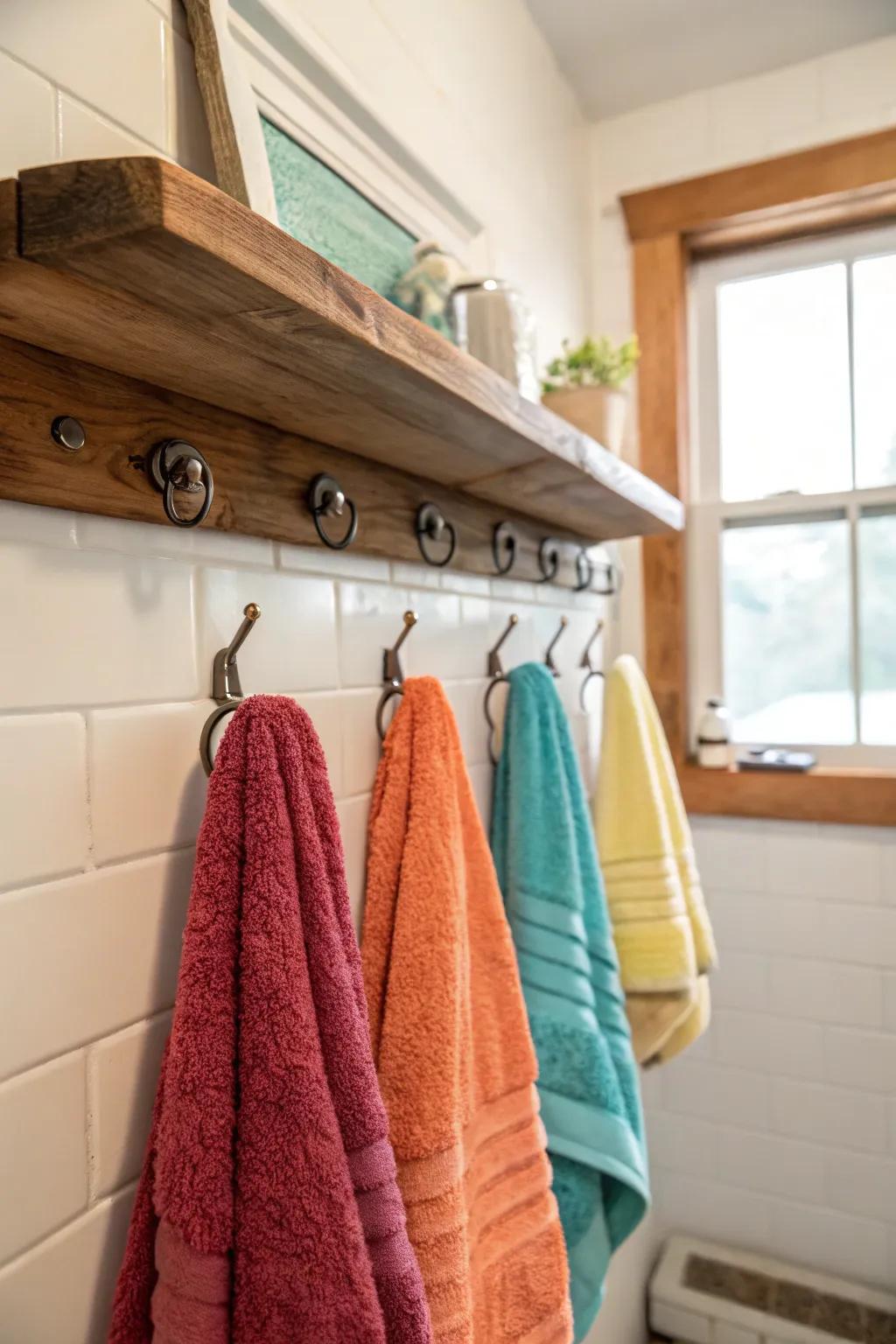 Exploit dimensions using an elevated board alongside fixtures, guaranteeing a clutter-free and attainable towel exhibition.