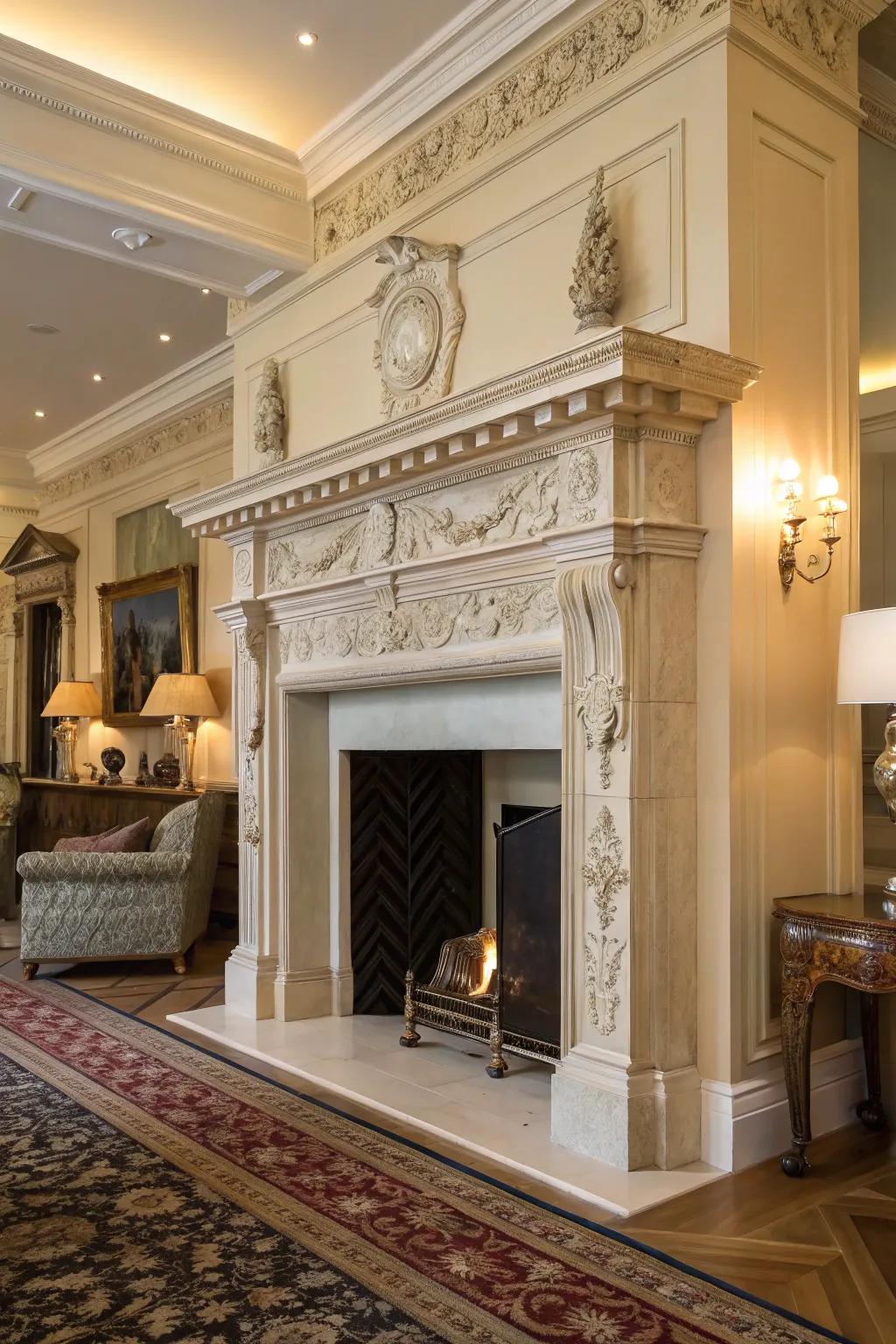 A stately Regency-style mantelpiece in an elegant setting.