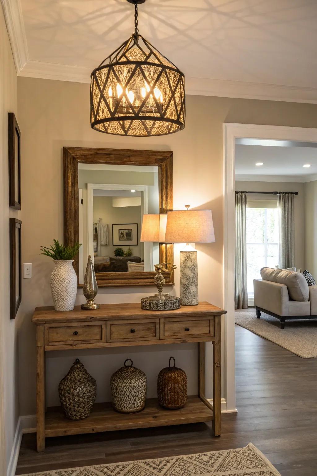 Pendant lighting brings a note of refinement and coziness to your entryway.