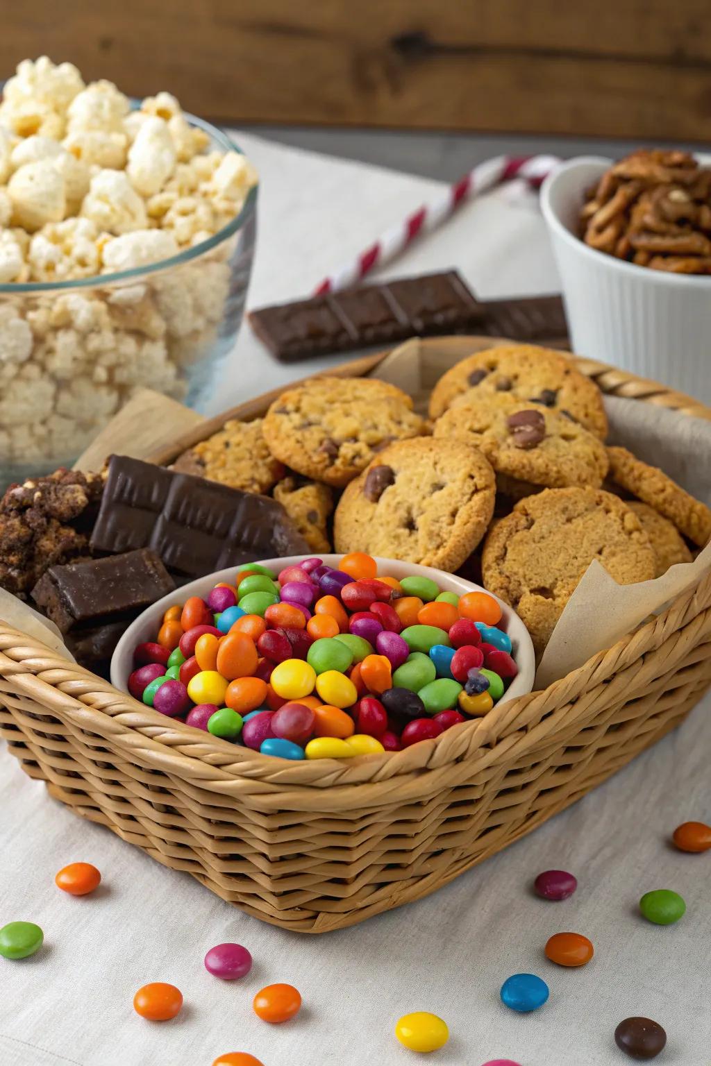 A snack hamper designed to treat both the eyes and taste buds.