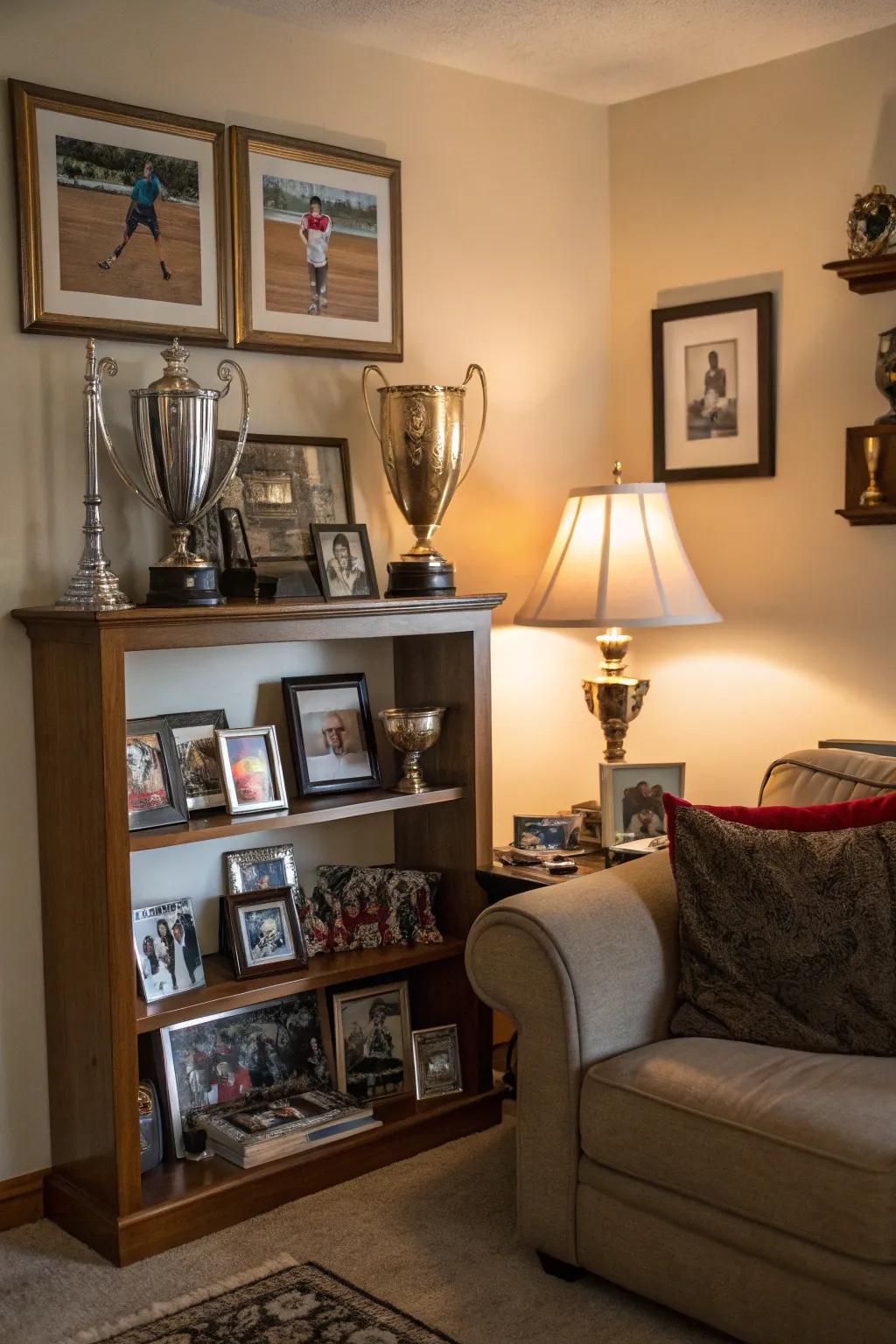 A personal gallery showcasing trophies and memories