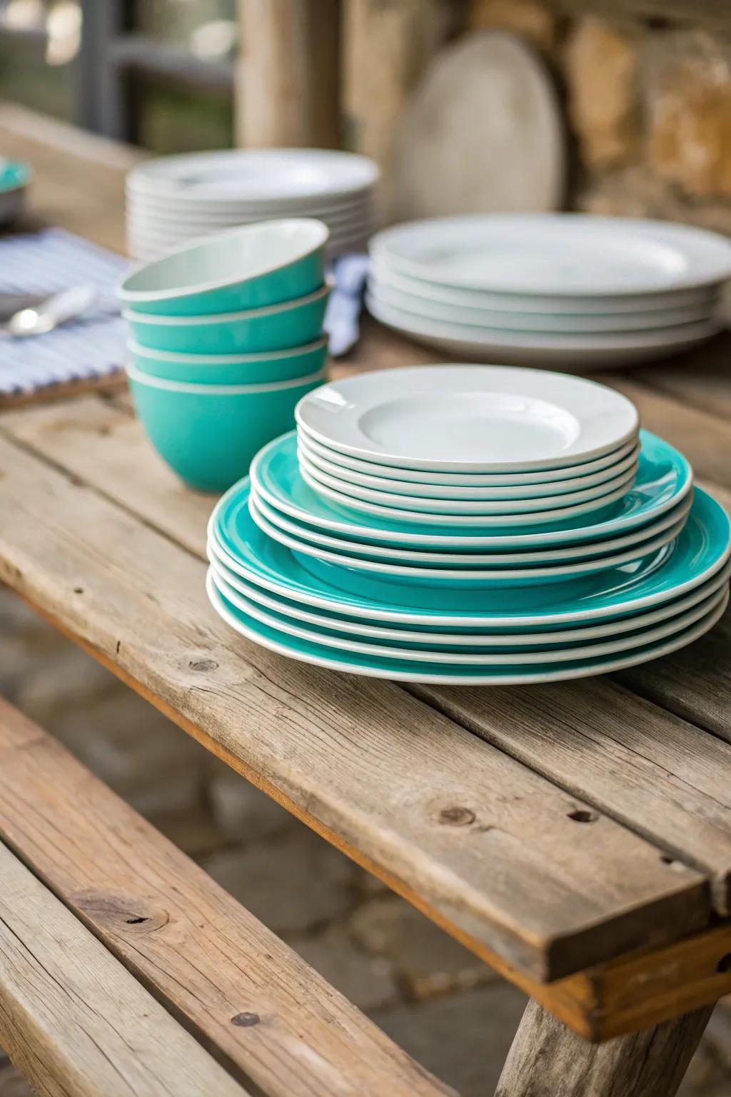 Layered plates offer a playful yet refined addition to your table arrangement.