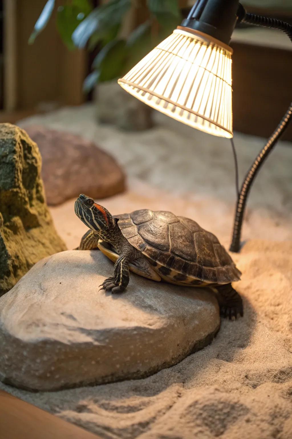 A basking space is essential for your turtle to unwind and keep warm.