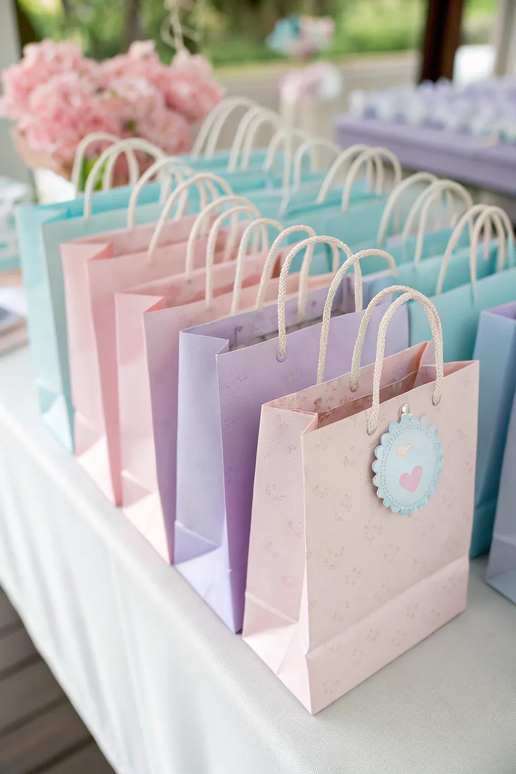 Delicately tinted pastel unicorn treat bags.