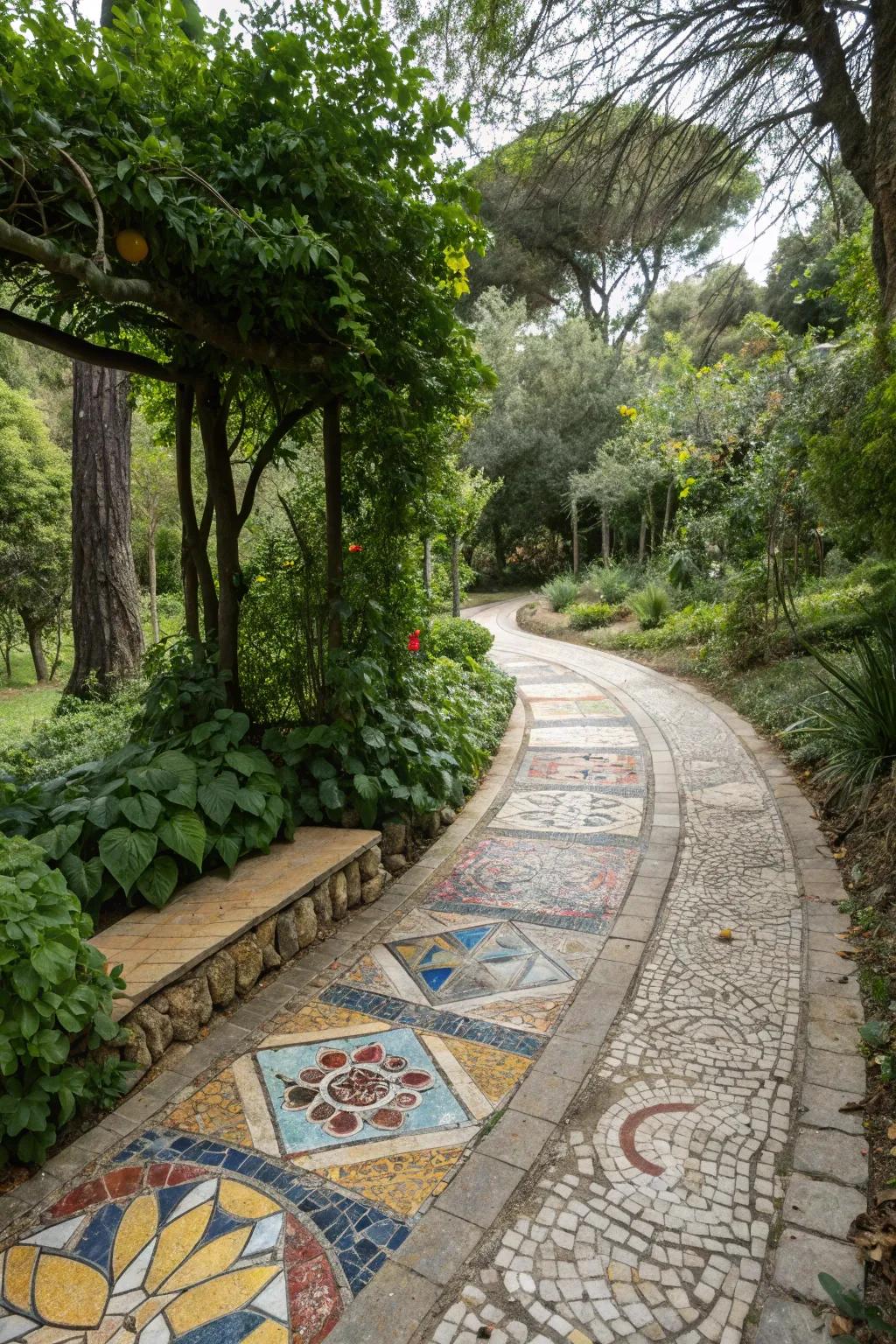 Design a pathway that serves as a vibrant piece of art, introducing color and personality to your garden.