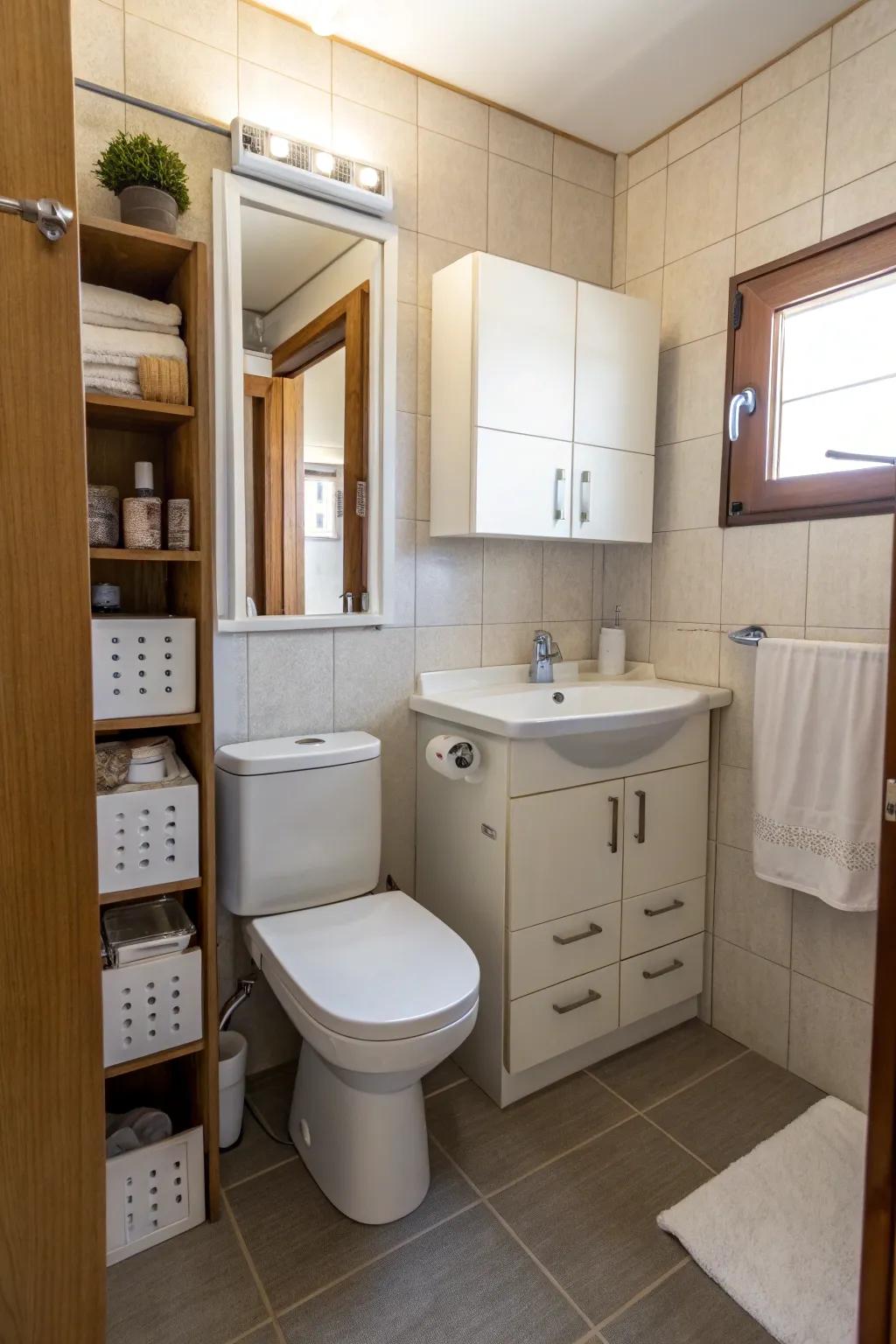 An optimized arrangement ensures a bathroom that’s both useful and welcoming.