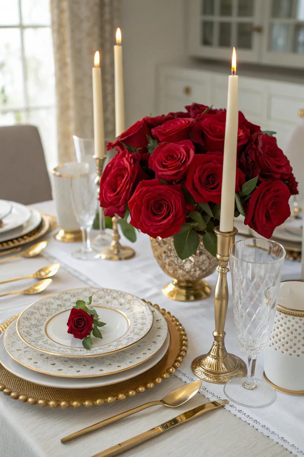 Elegant Valentine's Day table setting